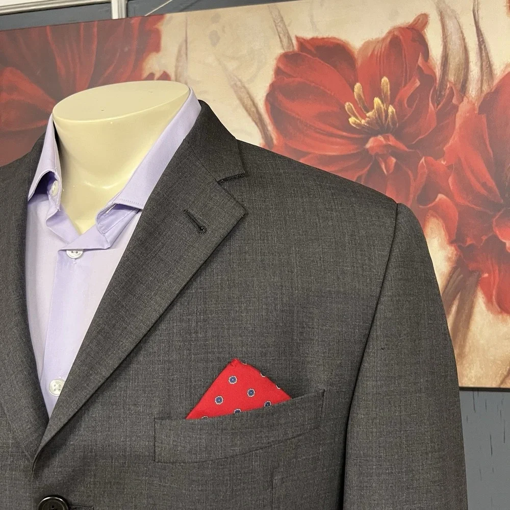 Burberry London Blazer Jacket Sport Coat Mens 42R Wool Charcoal Gray USA